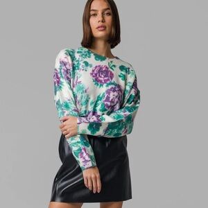 NWT Kilky Paris Floral Sweater, Purple & White, One Size
